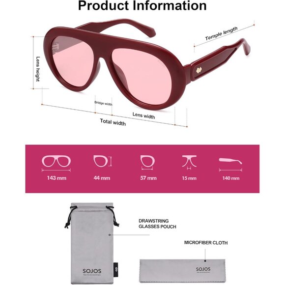 Oversized Polarized Aviator Sunglasses UV Protection Retro Vintage Women Men - Picture 5 of 5